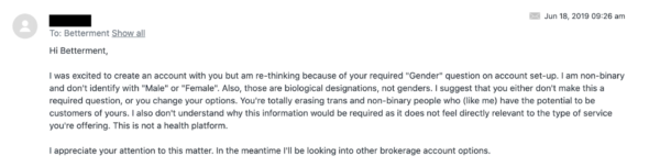 asking gender in signup