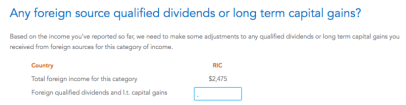 TurboTax Foreign Qualified Dividends Screenshot