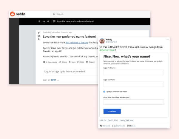 A collage of images that highlights praise from social media by customers and internal folks.